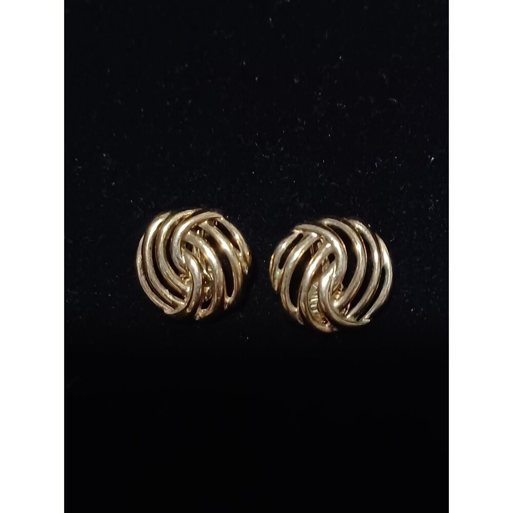 Vintage MONET Gold-Tone Swirl Earrings, Clip-On